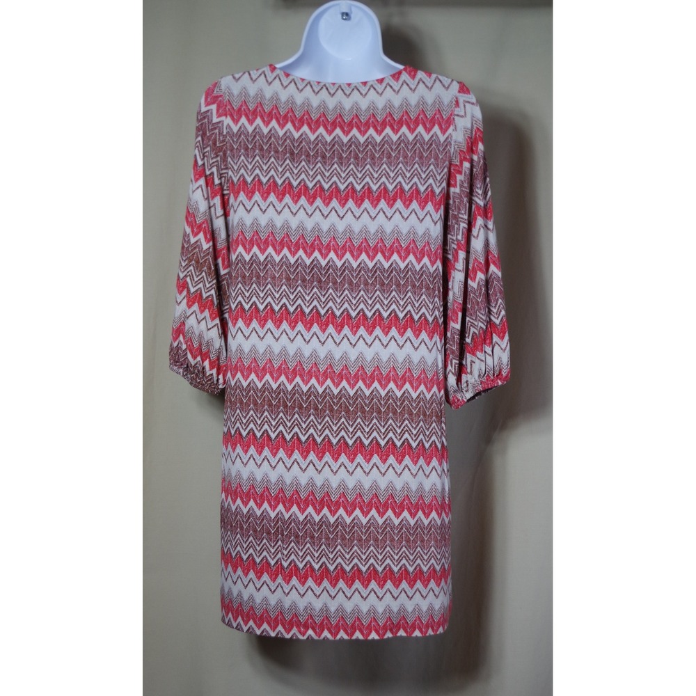 Hourglass Lilly Woman's Small Chevron Zigzag Shift Dress 3/4 Sleeve Made in USA - Picture 3 of 6